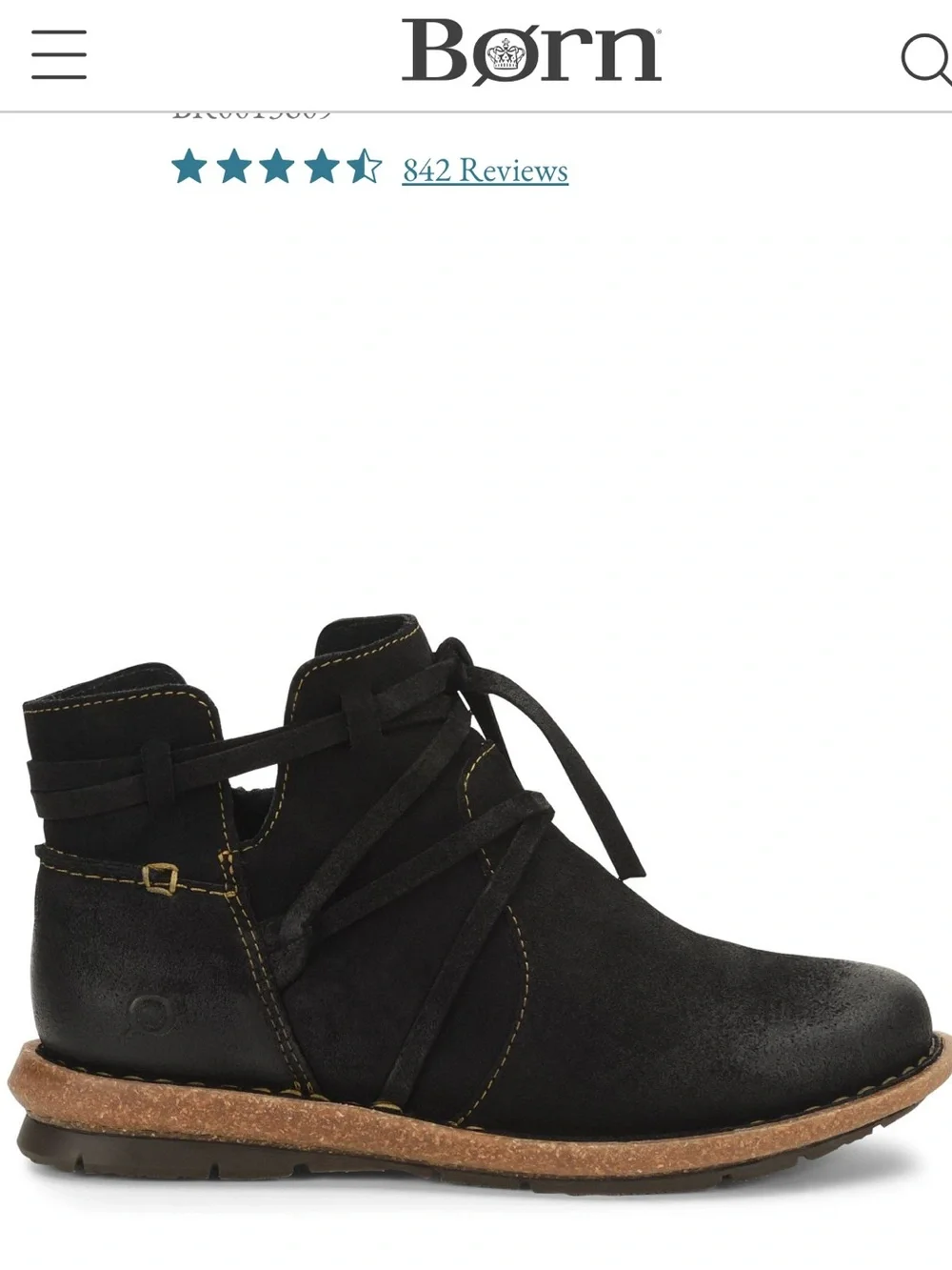 Born Black Women's Suede Leather Ankle Boots size 8 1/2